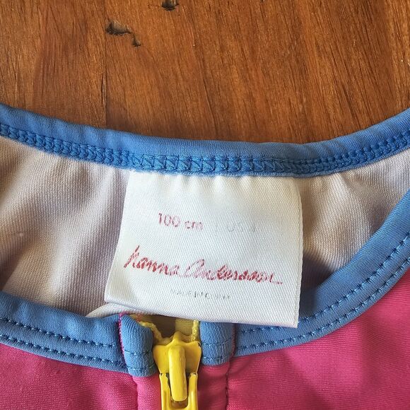 Hanna Andersson Girls 4 Swimsuit One Piece Modest Colorblock Pool Beach - Picture 2 of 3